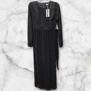 NWT'S CORTIGANI Elegant Black Long Sleeve Maxi Dress